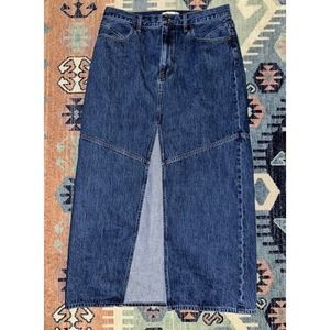 Madewell Skirt Womens 31 Blue Denim Long Pencil Front Split